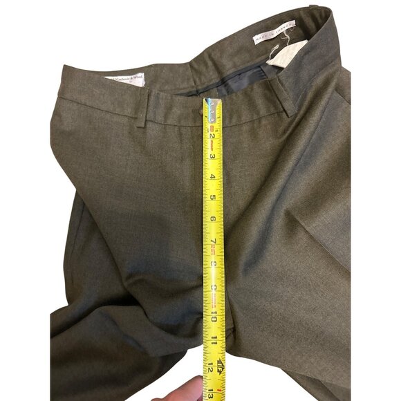 Vintage Bernard Zins Women's Dark Khaki Green Wool & Kashmir Trousers Size 8 - Picture 12 of 14